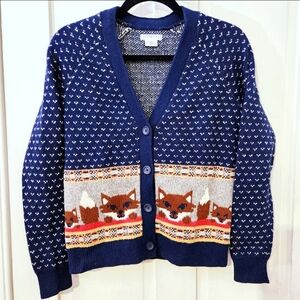 Urban Outfitters Navy Blue Fox Pattern Women's Sweater